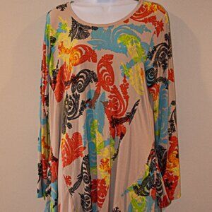 LOGO by Lori Goldstein  Long Sleeve Tunic Top With Inverted V Hem, Size large